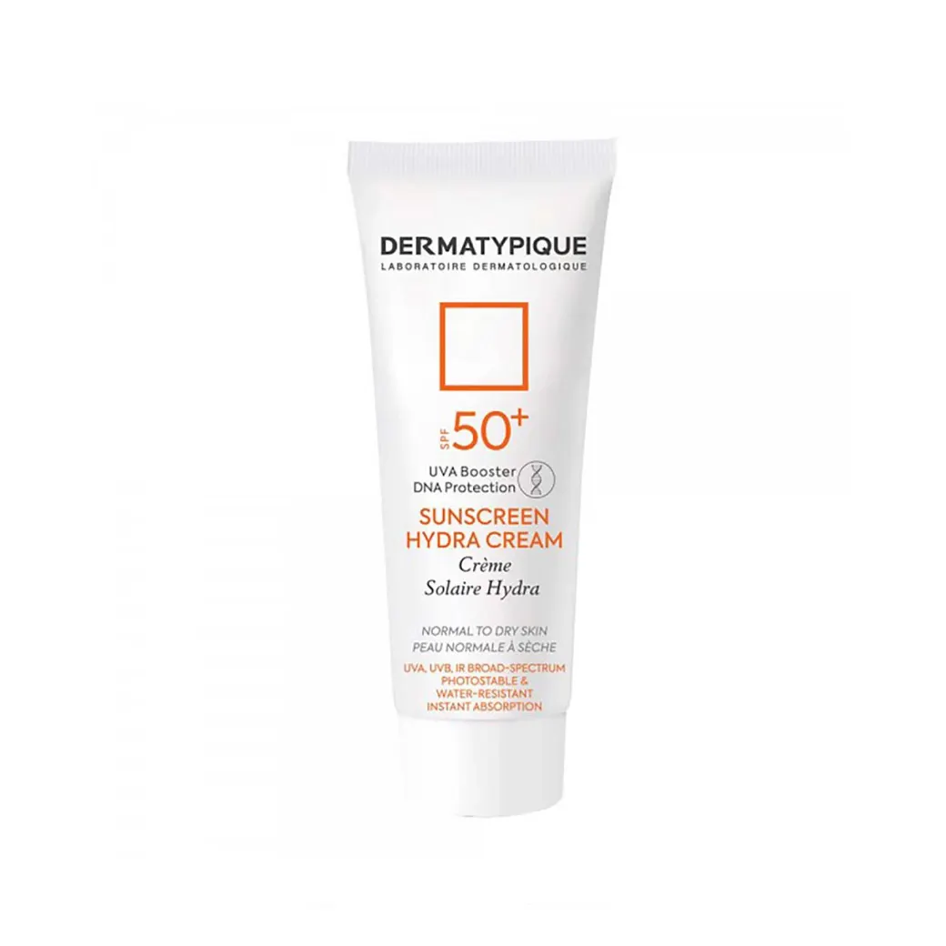 کرم ضد آفتاب هیدرا درماتیپیک بی رنگ SPF50 مناسب پوست خشک 50 میل