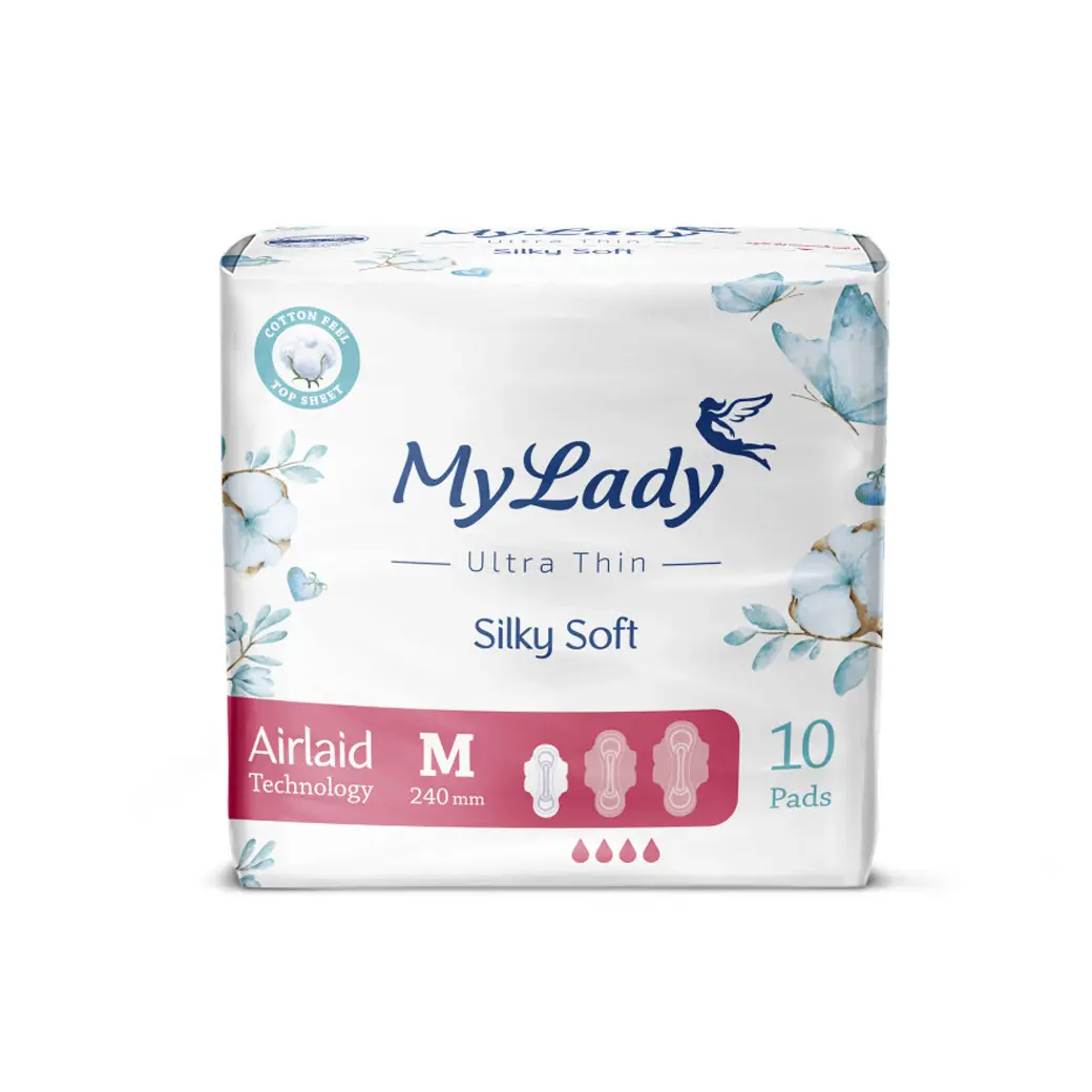 نوار بهداشتی مای لیدی خیلی نازک مدل Silky Soft متوسط بسته 10 عددی